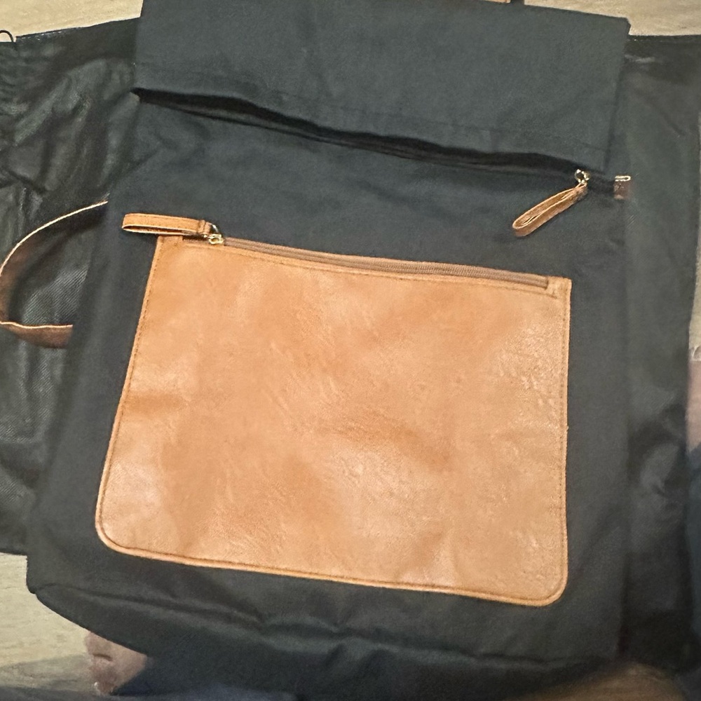 Stylish Black and Tan fold over Backpack